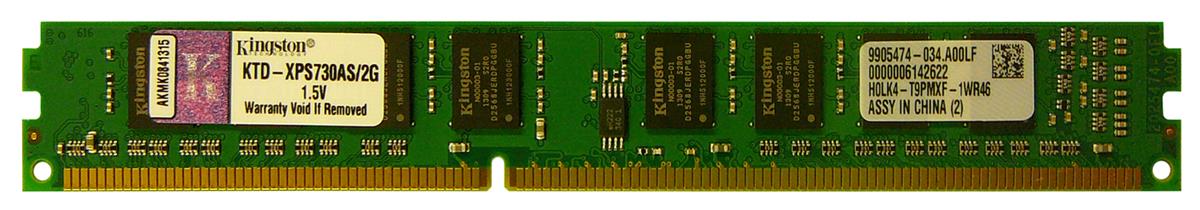 KTD-XPS730AS/2G Kingston 2GB PC3-8500 DDR3-1066MHz non-ECC Unbuffered CL7 240-Pin DIMM Single Rank Memory Module for Dell