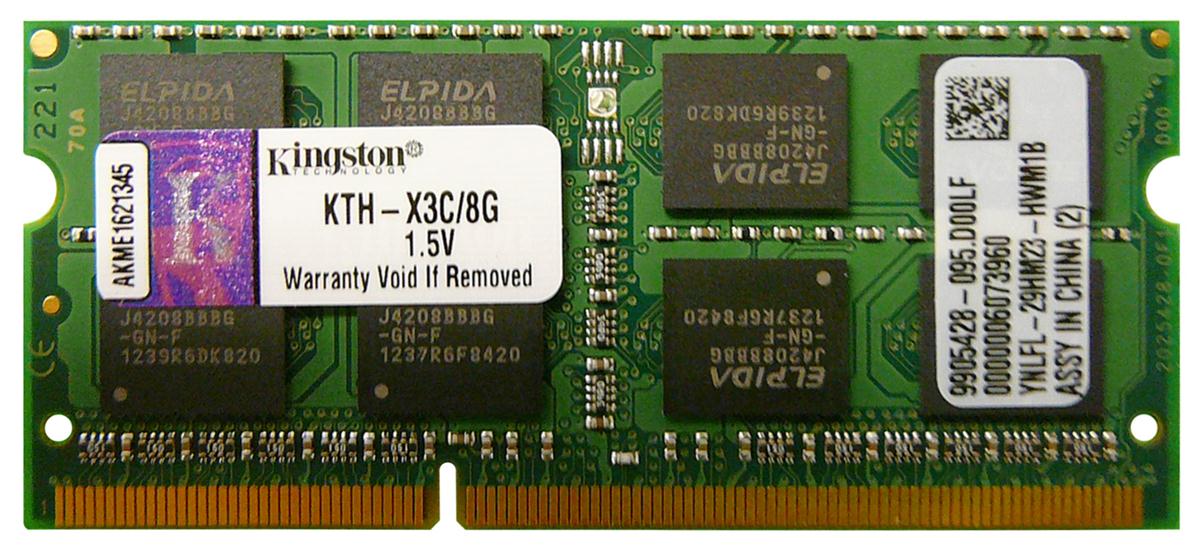 KTH-X3C/8G Kingston 8GB PC3-12800 DDR3-1600MHz non-ECC Unbuffered CL11 204-Pin SoDimm Dual Rank Memory Module