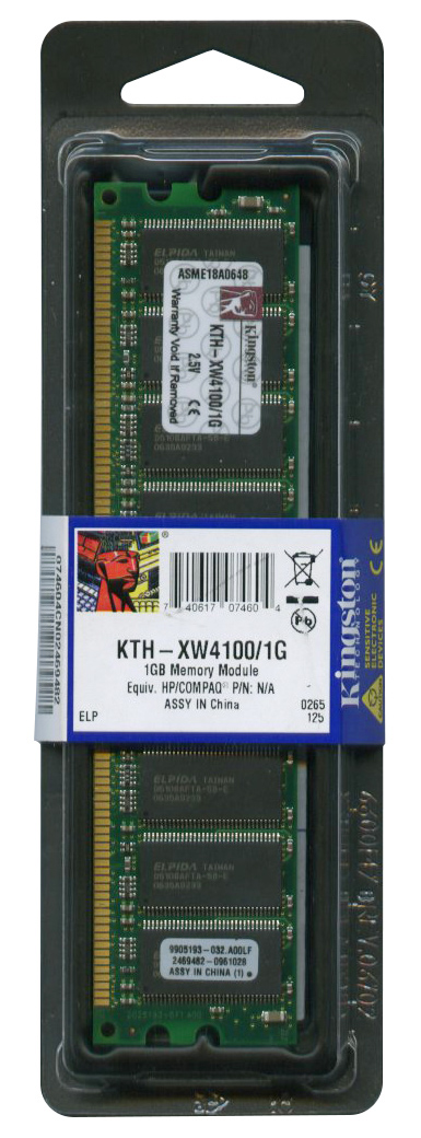 KTH-XW4100/1G Kingston 1GB PC2700 DDR-333MHz ECC Unbuffered CL2.5 184-Pin DIMM Memory Module