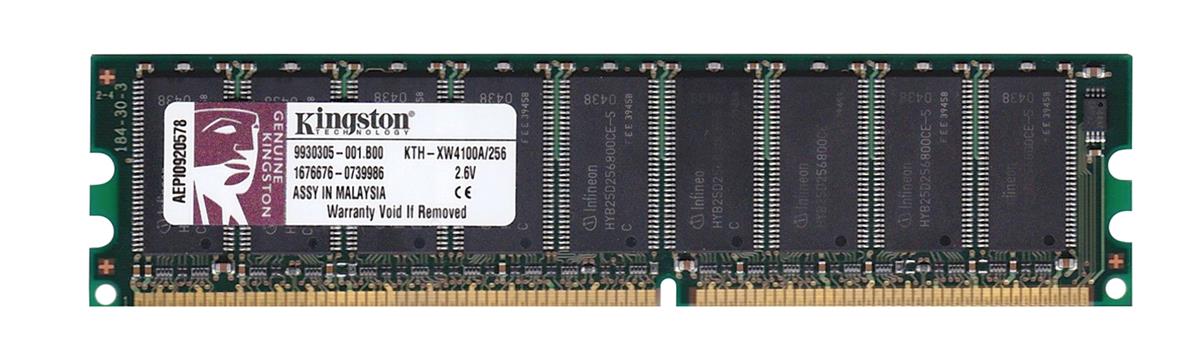 KTH-XW4100A/256 Kingston 256MB PC3200 DDR-400MHz ECC Unbuffered CL3 184-Pin DIMM Single Rank Memory Module for HP/Compaq 354557-B21; DE773A