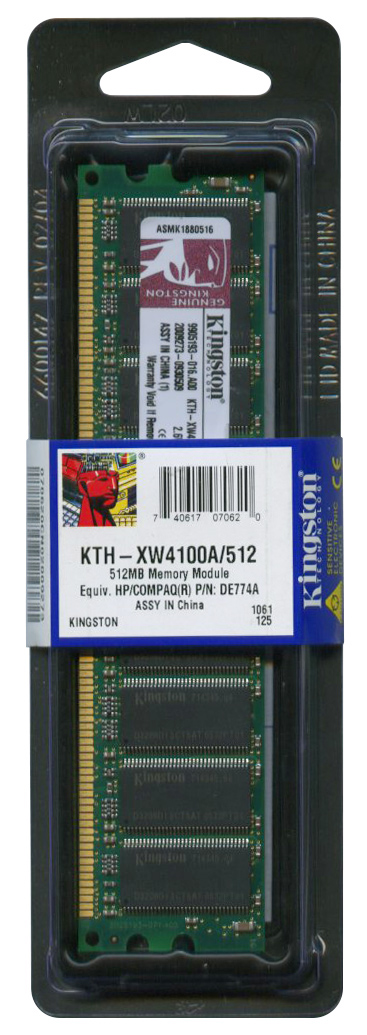KTH-XW4100A/512 Kingston 512MB PC3200 DDR-400MHz ECC Unbuffered CL3 184-Pin DIMM Memory Module for HP/Compaq 354560-B21, DE774A