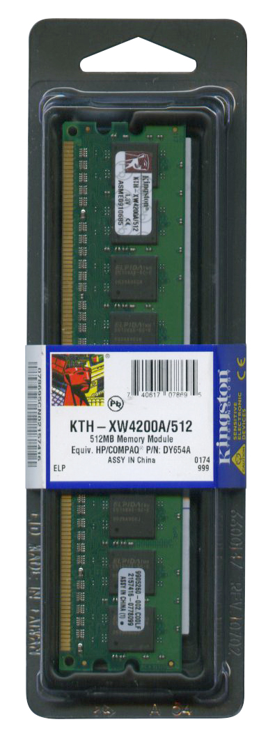 KTH-XW4200A/512 Kingston 512MB PC2-4200 DDR2-533MHz ECC Unbuffered CL4 240-Pin DIMM Memory Module
