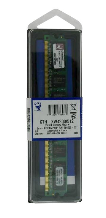 KTH-XW4300/512 Kingston 512MB PC2-5300 DDR2-667MHz non-ECC Unbuffered CL5 240-Pin DIMM Single Rank Memory Module for HP/Compaq 396520-001, EK477-69001, PX975AA, PX975AT
