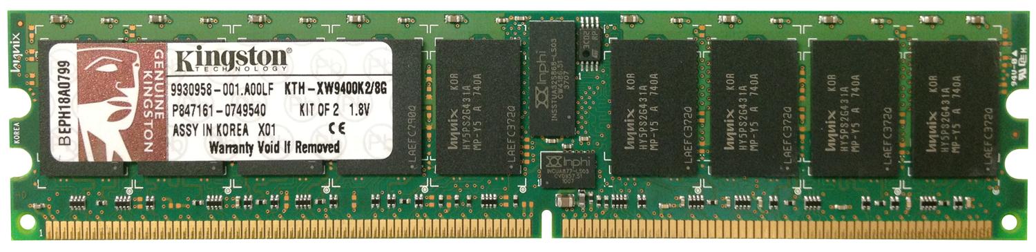 KTH-XW9400K2/8G Kingston 8GB Kit (2 X 4GB) PC2-5300 DDR2-667MHz ECC Registered CL5 240-Pin Parity DIMM Memory for HP/Compaq EV284AA