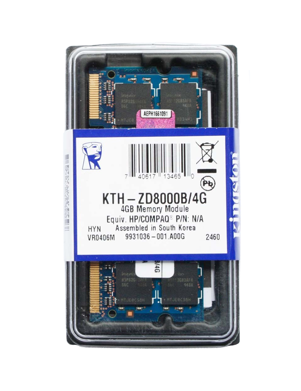 KTH-ZD8000B/4G Kingston 4GB PC2-5300 DDR2-667MHz non-ECC Unbuffered CL5 200-Pin SoDimm Single Rank Memory Module for HP/Compaq