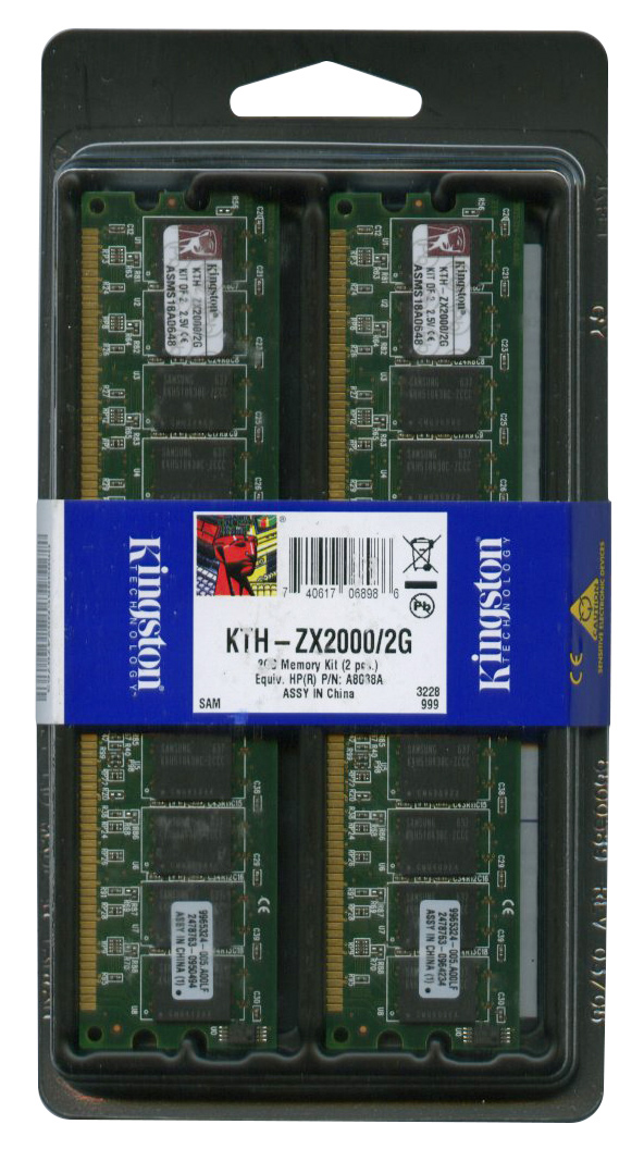KTH-ZX2000/2G Kingston 2GB Kit (2 X 1GB) PC2100 DDR-266MHz Registered ECC CL2.5 184-Pin DIMM 2.5V Memory for HP 310481-B21; A8088A
