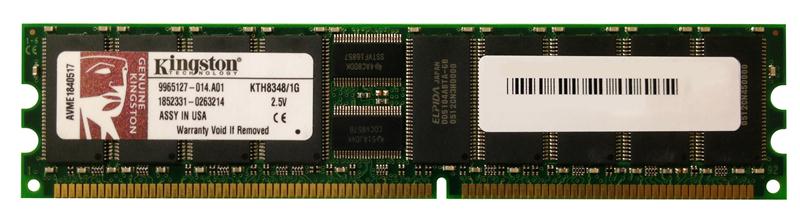 KTH8348/1G Kingston 1GB PC2700 DDR-333MHz Registered ECC CL2.5 184-Pin DIMM 2.5V Memory Module For HP/Compaq 358348-B21