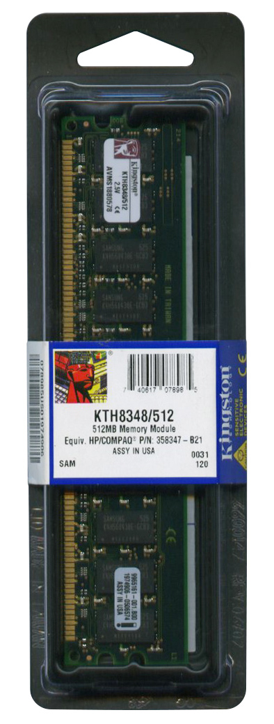 KTH8348/512 Kingston 512MB PC2700 DDR-333MHz Registered ECC CL2.5 184-Pin DIMM 2.5V Memory Module for HP/Compaq 358347-B21
