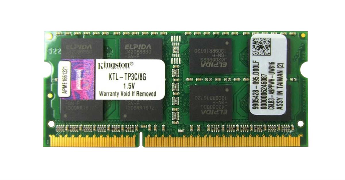 KTL-TP3C/8G Kingston 8GB PC3-12800 DDR3-1600MHz non-ECC Unbuffered CL11 204-Pin SoDimm Dual Rank Memory Module