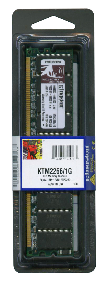 KTM2266/1G Kingston 1GB PC2700 DDR-333MHz Registered ECC CL2.5 184-Pin DIMM 2.5V Memory Module for IBM 73P2267; 73P2272; FRU 20R1496
