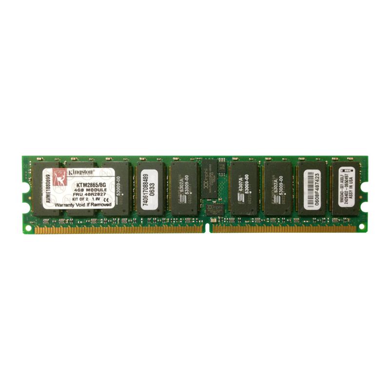 KTM2865/8G Kingston 8GB Kit (2 X 4GB) PC2-3200 DDR2-400MHz ECC Registered CL3 240-Pin DIMM Dual Rank Memory (Chipkill) for IBM 30R5145, 41Y2702, 41Y2703, FRU 40R2827