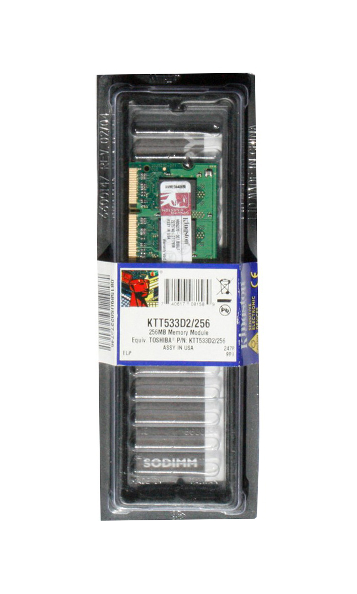 KTT533D2/256 Kingston 256MB PC2-4200 DDR2-533MHz non-ECC Unbuffered CL4 200-Pin SoDimm Memory Module for Toshiba