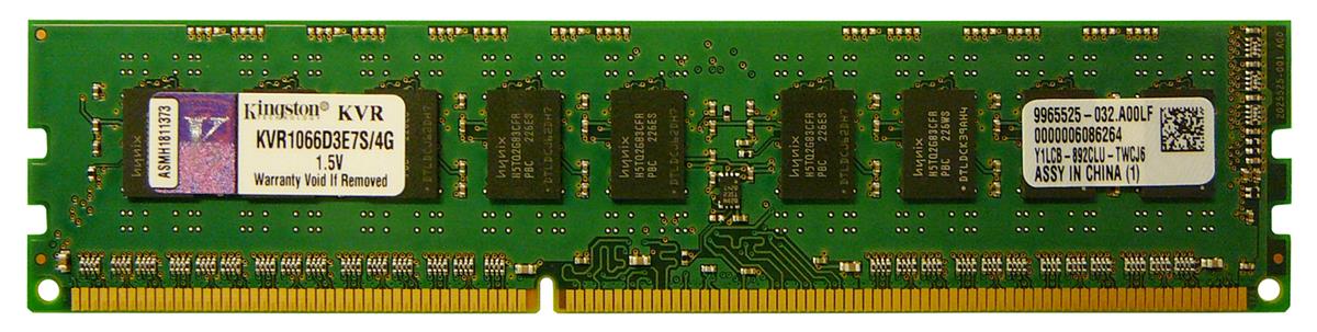 KVR1066D3E7S/4G Kingston 4GB PC3-8500 DDR3-1066MHz ECC Unbuffered CL7 240-Pin DIMM Dual Rank Memory Module with Thermal Sensor