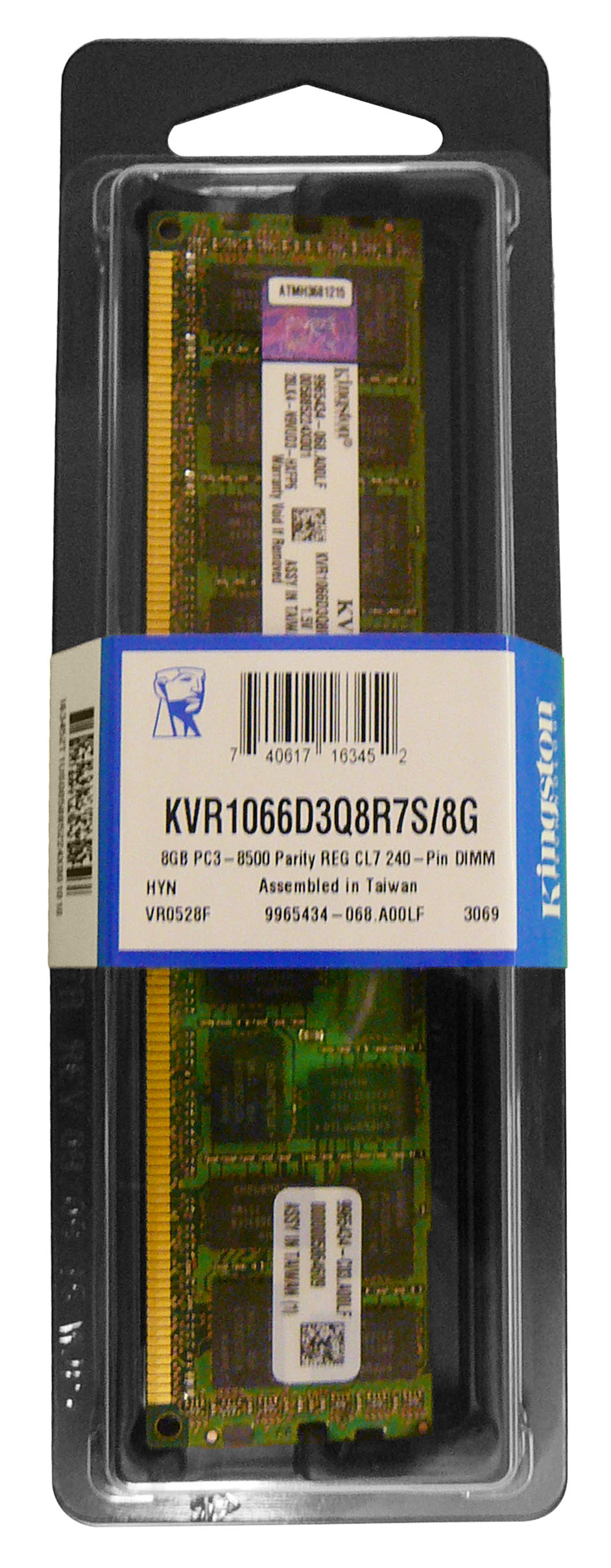 KVR1066D3Q8R7S/8G Kingston 8GB PC3-8500 DDR3-1066MHz ECC Registered CL7 240-Pin DIMM Quad Rank x8 Memory Module with Thermal Sensor