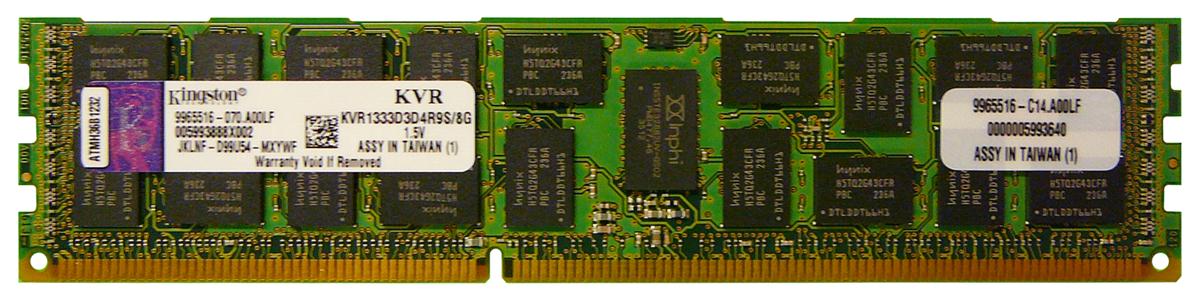KVR1333D3D4R9S/8G-A1 Kingston 8GB PC3-10600 DDR3-1333MHz ECC Registered CL9 240-Pin DIMM Dual Rank x4 Memory Module with Thermal Sensor