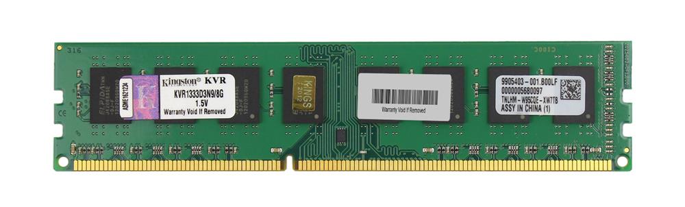 KVR1333D3N9/8G Kingston 8GB PC3-10600 DDR3-1333MHz non-ECC Unbuffered CL9 240-Pin DIMM Dual Rank Memory Module