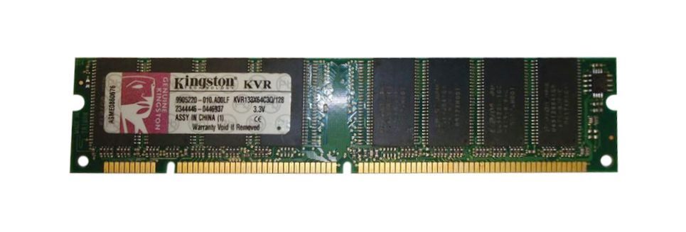 KVR133X64C3Q/128 Kingston 128MB SDRAM PC133 133MHz non-ECC Unbuffered CL3 168-Pin DIMM Memory Module (16Mx8)