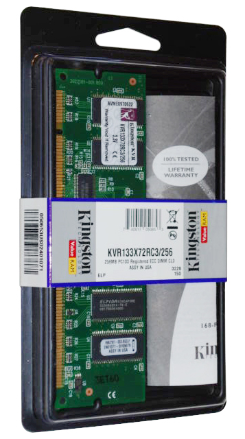 KVR133X72RC3/256 Kingston 256MB PC133 133MHz ECC Registered CL3 168-Pin DIMM Memory Module