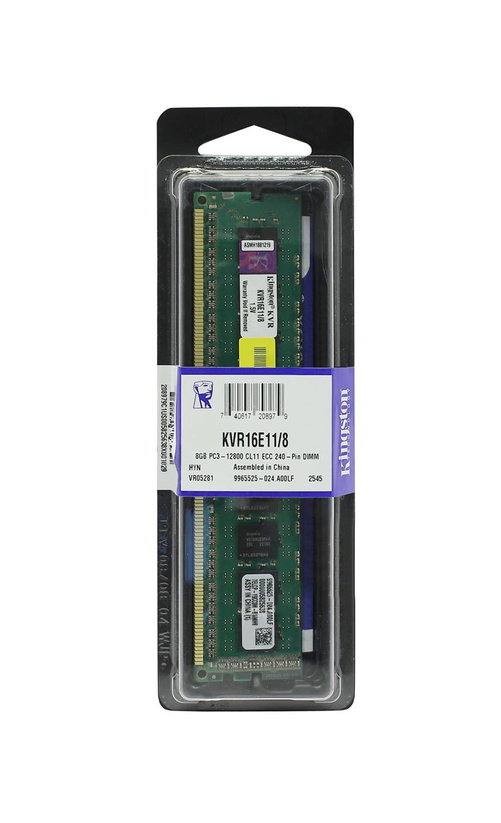 KVR16E11/8 Kingston 8GB PC3-12800 DDR3-1600MHz ECC Unbuffered CL11 240-Pin DIMM Memory Module with Thermal Sensor
