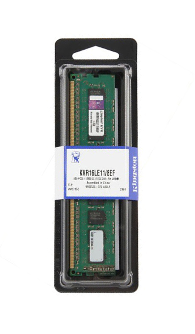 KVR16LE11/8EF Kingston 8GB PC3-12800 DDR3-1600MHz ECC Unbuffered CL11 240-Pin DIMM 1.35V Low Voltage Memory Module w/TS (Elpida D)