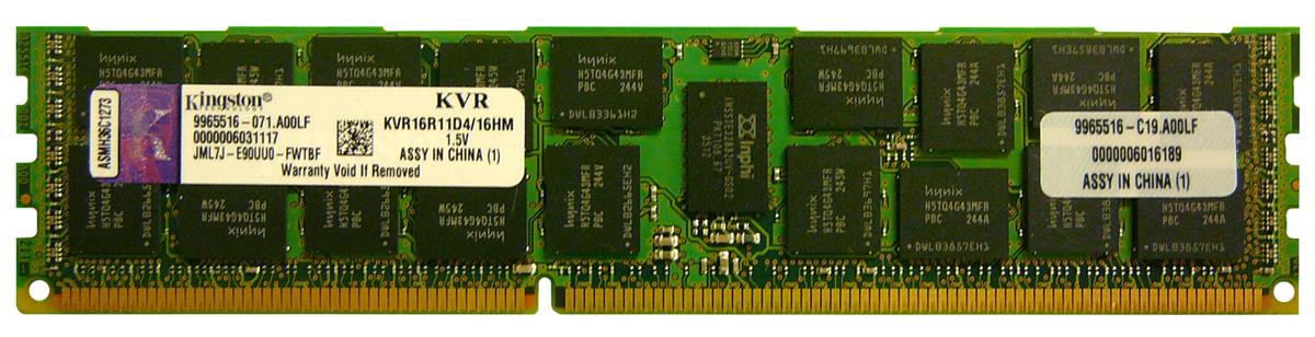 KVR16R11D4/16HM Kingston 16GB PC3-12800 DDR3-1600MHz ECC Registered CL11 240-Pin DIMM Dual Rank x4 Memory Module with Thermal Sensor (Hynix M)