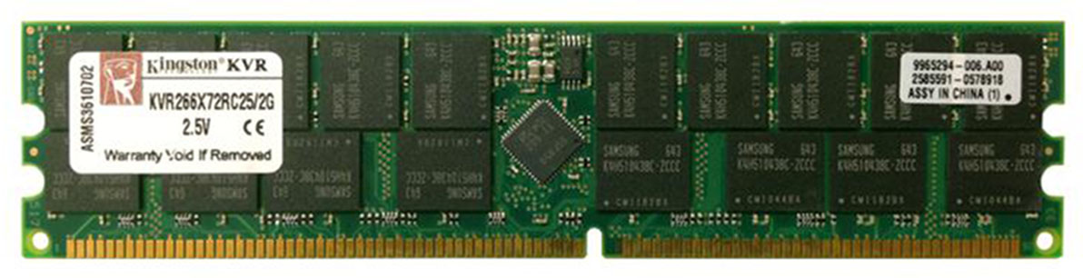 KVR266X72RC25/2G Kingston 2GB PC2100 DDR-266MHz Registered ECC CL2.5 184-Pin DIMM 2.5V Dual Rank Memory Module
