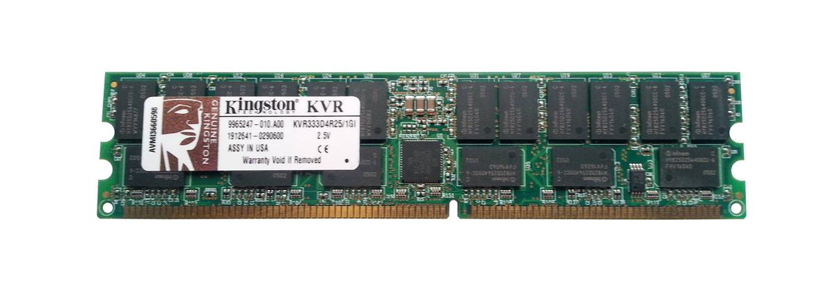 KVR333D4R25/1G Kingston 1GB PC2700 DDR-333MHz Registered ECC CL2.5 184-Pin DIMM 2.5V Dual Rank Memory Module