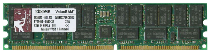 KVR333X72RC25/1G Kingston 1GB PC2700 DDR-333MHz Registered ECC CL2.5 184-Pin DIMM 2.5V Memory Module