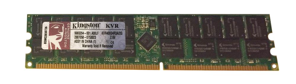 KVR400D4R3A/2G Kingston 2GB PC3200 DDR-400MHz Registered ECC CL3 184-Pin DIMM 2.5V Dual Rank x4 Memory Module