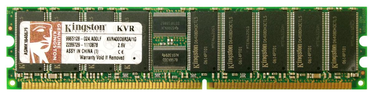 KVR400D8R3A/1G Kingston 1GB PC3200 DDR-400MHz Registered ECC CL3 184-Pin DIMM 2.5V Dual Rank x8 Memory Module