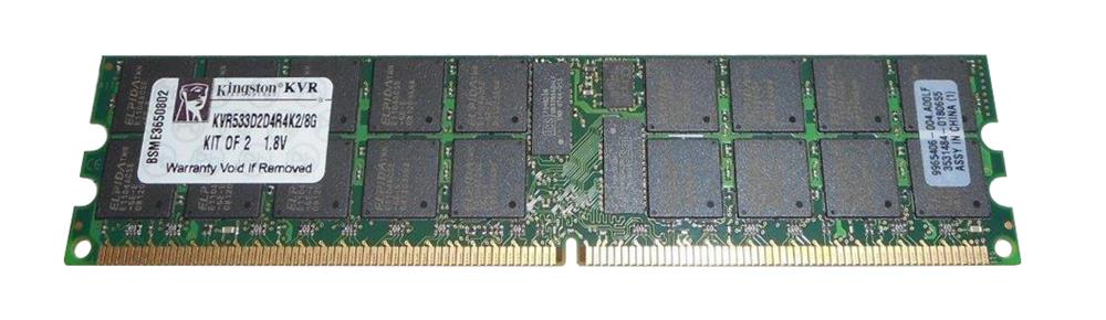 KVR533D2D4R4K2/8G Kingston 8GB Kit (2 X 4GB) PC2-4200 DDR2-533MHz ECC Registered CL4 240-Pin DIMM Dual Rank x4 Memory