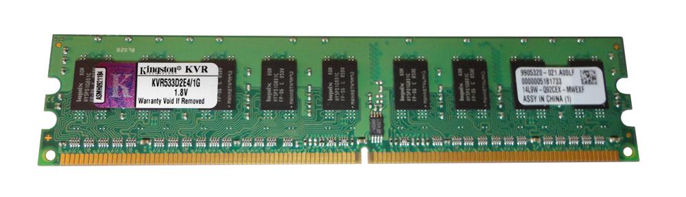 KVR533D2E4/1G Kingston 1GB PC2-4200 DDR2-533MHz ECC Unbuffered CL4 240-Pin DIMM Memory Module