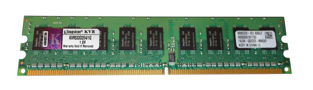 KVR533D2E4/1G Kingston 1GB PC2-4200 DDR2-533MHz ECC Unbuffered CL4 240-Pin DIMM Memory Module