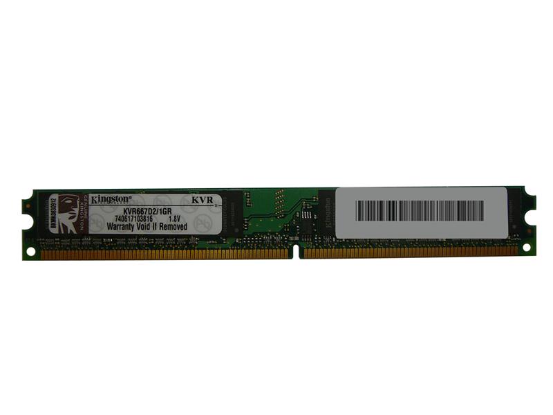 KVR667D2/1GR Kingston 1GB PC2-5300 DDR2-667MHz non-ECC Unbuffered CL5 240-Pin DIMM Single Rank Memory Module
