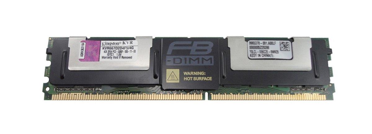 KVR667D2D4F5/4G Kingston 4GB PC2-5300 DDR2-667MHz ECC Fully Buffered CL5 240-Pin DIMM Dual Rank x4 Memory Module
