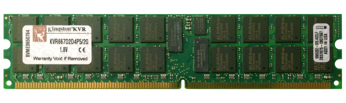 KVR667D2D4P5/2G Kingston 2GB PC2-5300 DDR2-667MHz ECC Registered CL5 240-Pin DIMM Dual Rank Memory Module