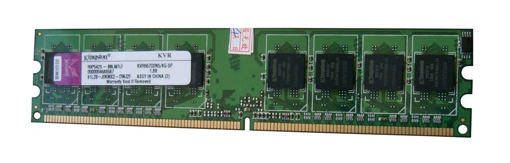 KVR667D2N5/4G Kingston 4GB PC2-5300 DDR2-667MHz non-ECC Unbuffered CL5 240-Pin DIMM Dual Rank Memory Module