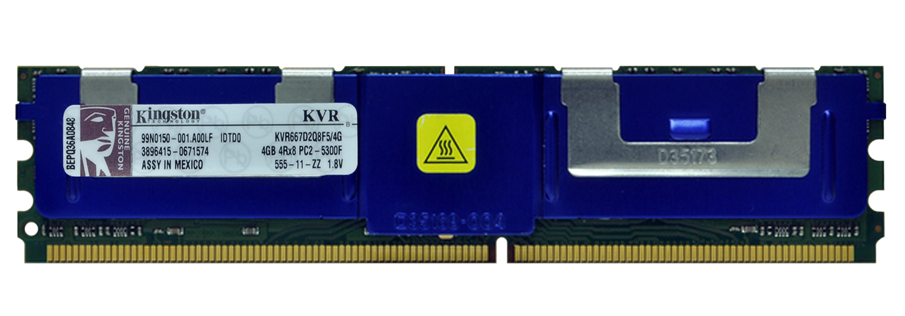 KVR667D2Q8F5/4G Kingston 4GB PC2-5300 DDR2-667MHz ECC Fully Buffered CL5 240-Pin DIMM Quad Rank x8 Memory Module