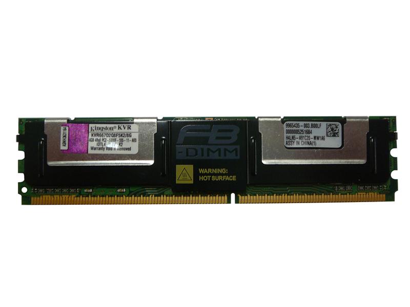 KVR667D2Q8F5K2/8G Kingston 8GB Kit (2 X 4GB) PC2-5300 DDR2-667MHz ECC Fully Buffered CL5 240-Pin DIMM Quad Rank x8 Memory