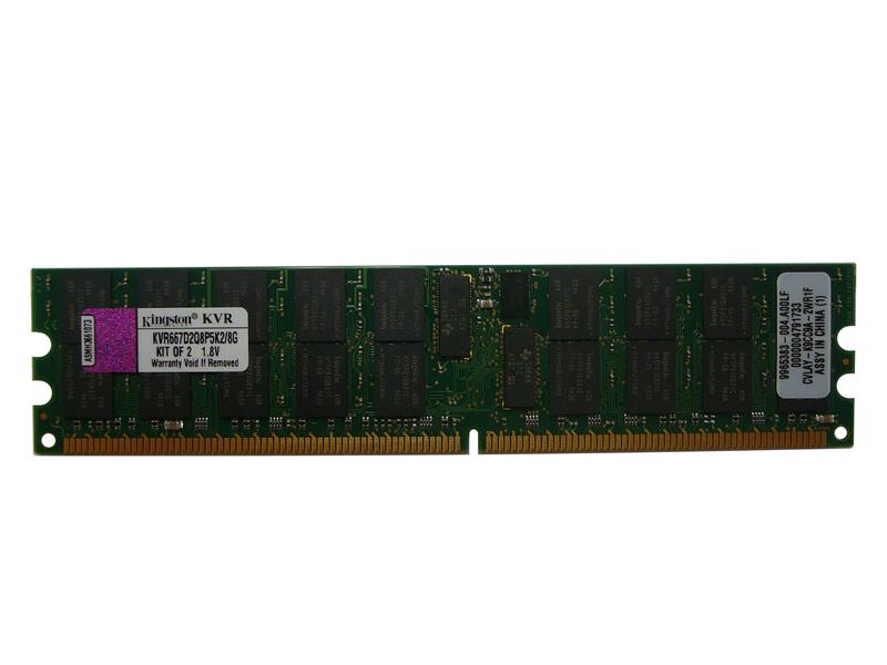 KVR667D2Q8P5K2/8G Kingston 8GB Kit (2 X 4GB) PC2-5300 DDR2-667MHz ECC Registered CL5 240-Pin DIMM Quad Rank x8 Memory