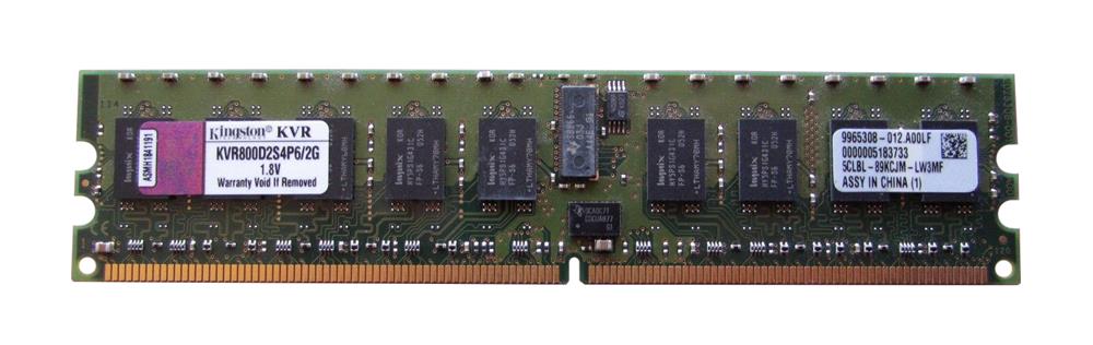 KVR800D2S4P6/2G Kingston 2GB PC2-6400 DDR2-800MHz ECC Registered CL6 240-Pin DIMM Single Rank x4 Memory Module