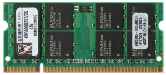 KVR800D2S5/2G Kingston 2GB PC2-6400 DDR2-800MHz non-ECC Unbuffered CL5 200-Pin SoDimm Dual Rank Memory Module