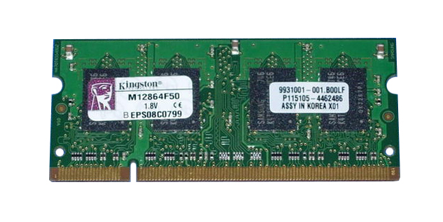 M12864F50 Kingston 1GB PC2-5300 DDR2-667MHz non-ECC Unbuffered CL5 200-Pin SoDimm Dual Rank Memory Module