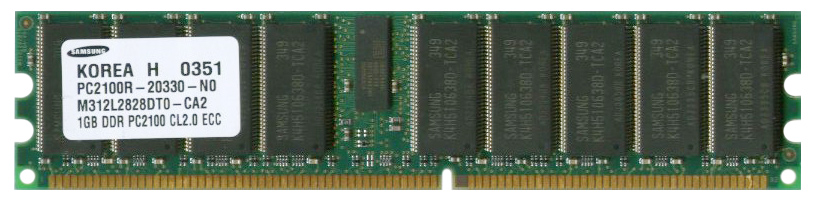 M312L2828DT0-CA2 Samsung 1GB PC2100 DDR-266MHz Registered ECC CL2.5 184-Pin DIMM 2.5V Memory Module