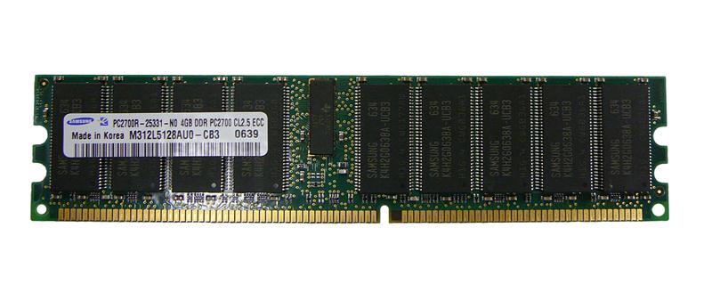M312L5128AU0-CB3 Samsung 4GB PC2700 DDR-333MHz Registered ECC CL2.5 184-Pin DIMM 2.5V Memory Module