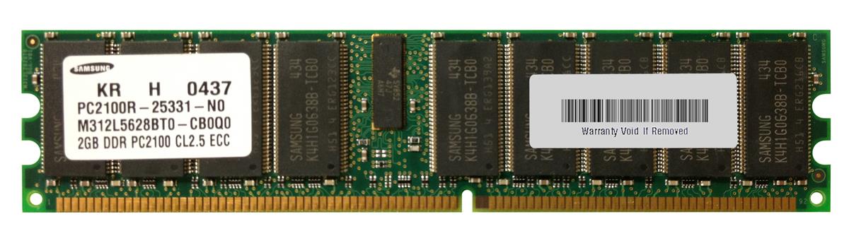 M312L5628BT0-CB0Q0 Samsung 2GB PC2100 DDR-266MHz Registered ECC CL2.5 184-Pin DIMM 2.5V Memory Module