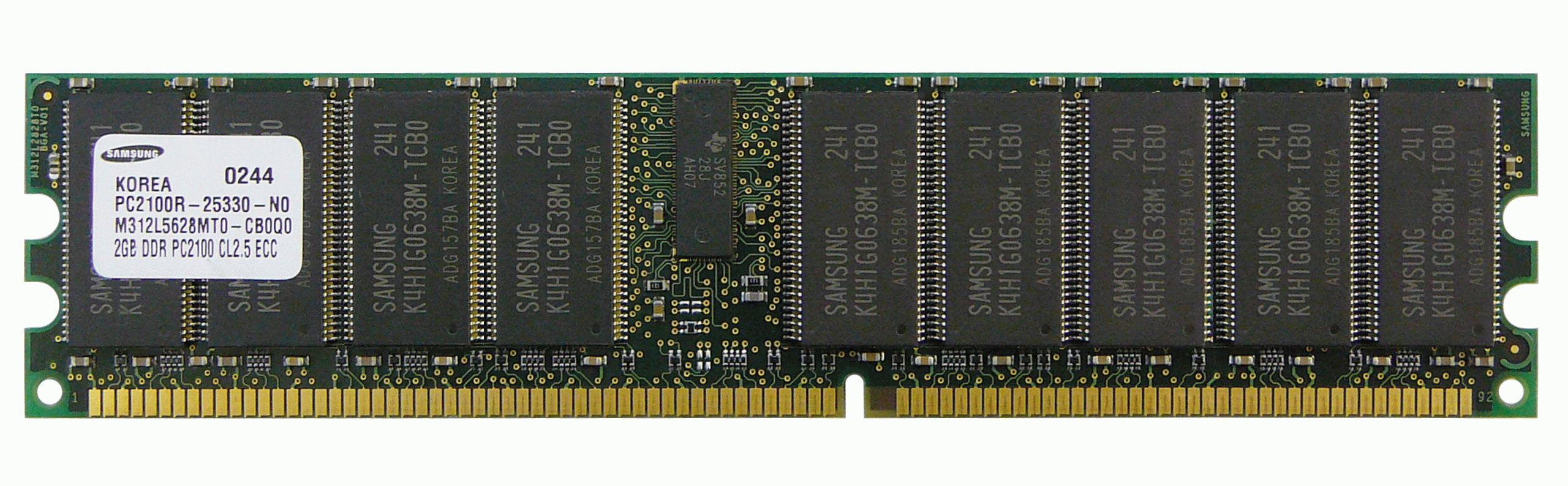 M312L5628MT0-CB0Q0 Samsung 2GB PC2100 DDR-266MHz Registered ECC CL2.5 184-Pin DIMM 2.5V Memory Module