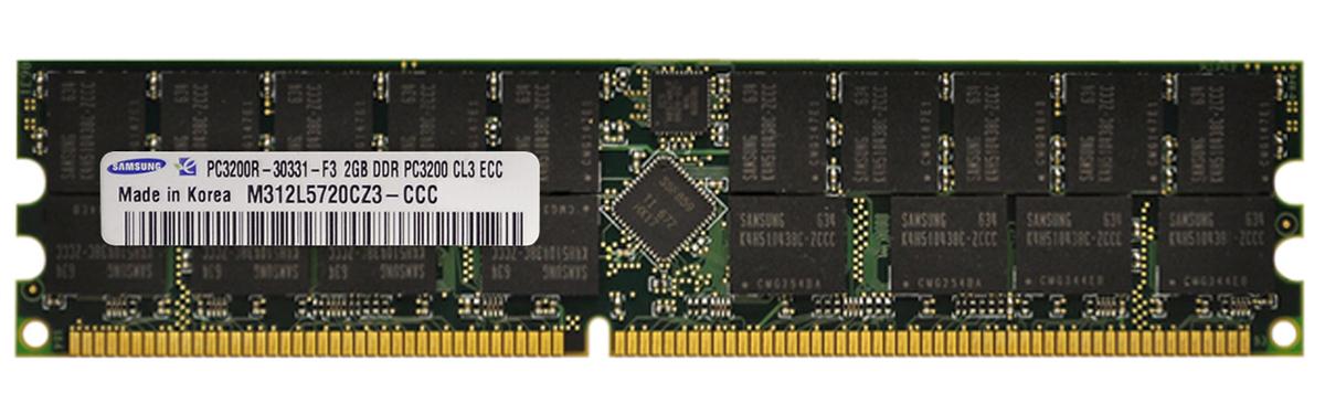 M312L5720CZ3-CCC Samsung 2GB PC3200 DDR-400MHz Registered ECC CL3 184-Pin DIMM 2.5V Memory Module