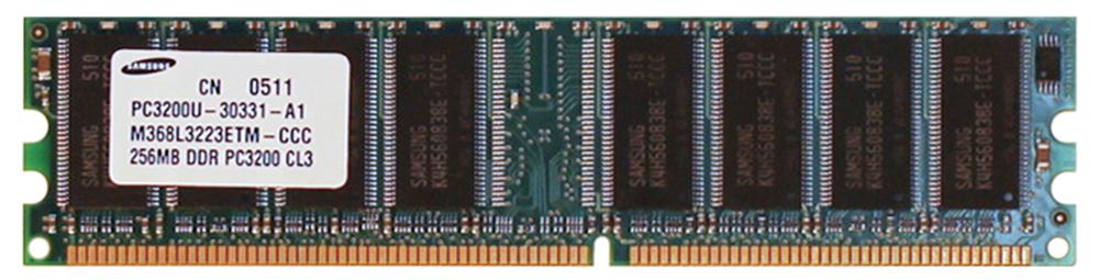 M368L3223ETM-CCC Samsung 256MB PC3200 DDR-400MHz Non-ECC Unbuffered CL3 184-Pin DIMM Memory Module