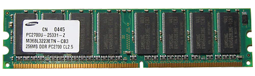 M368L3223ETN-CB3 Samsung 256MB PC2700 DDR-333MHz non-ECC Unbuffered CL2.5 184-Pin DIMM 2.5V Memory Module